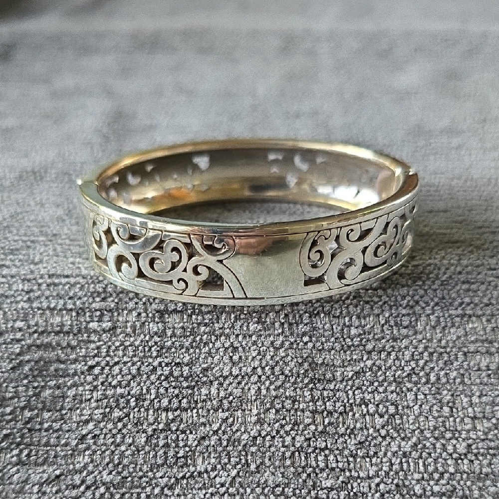 Brighton~Silver Tone Hinged Cuff Bracelet